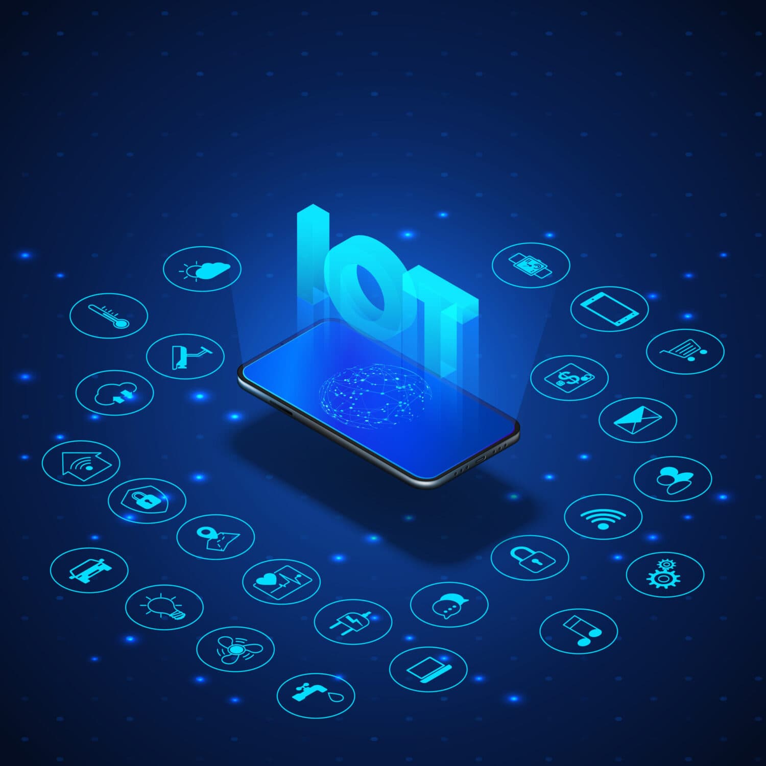 Internet of Things verbindet alle Dinge in unserem Alltag als Vektorgrafik.